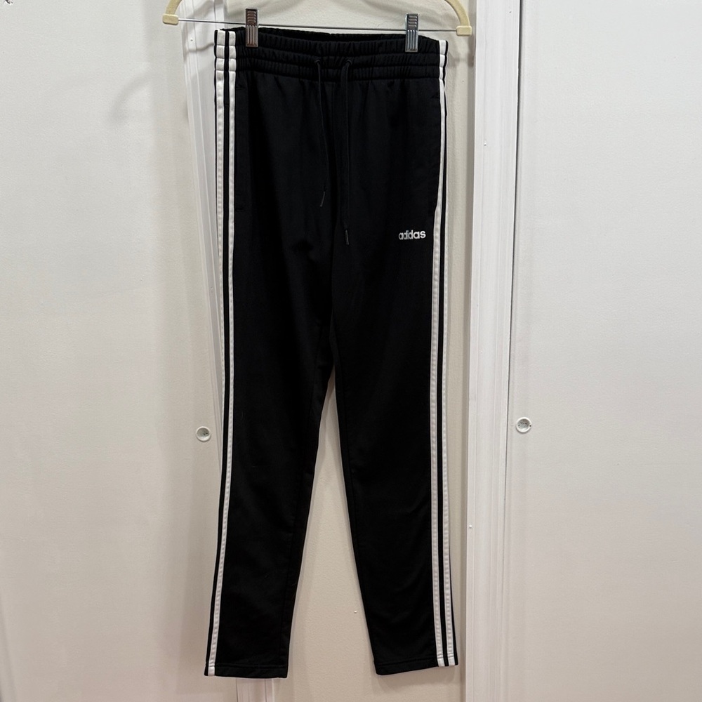 Adidas Black Joggers with Classic 3-Stripes in White